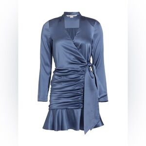 VERONICA BEARD Agatha Silk Satin Wrap-Effect Dress Sz 14